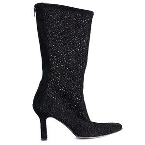 RARE Vintage Stuart Weitzman Lace Boots, Guipure Lace, Suede Boot, Unique Boot,